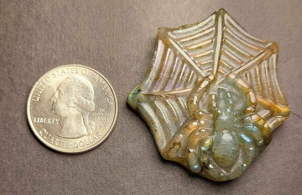 NEW!!! Labradorite Spider on Web Carving