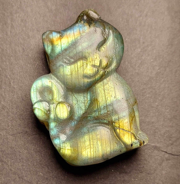 Labradorite Kitty Cat Carving