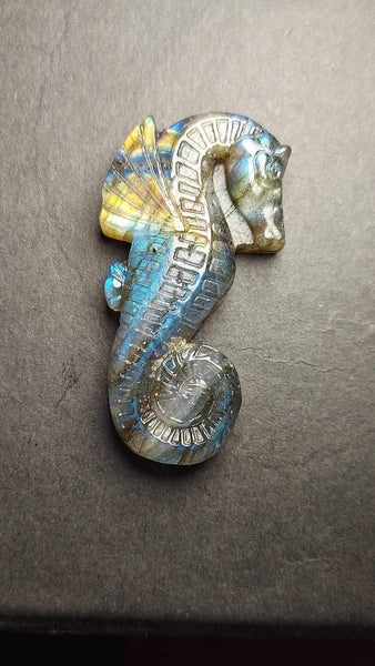 Labradorite Seahorse Carving