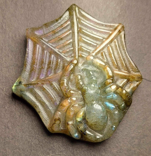 NEW!!! Labradorite Spider on Web Carving