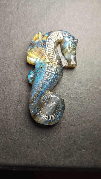 Labradorite Seahorse Carving