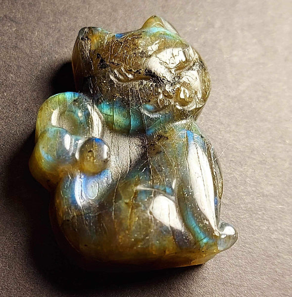 Labradorite Kitty Cat Carving