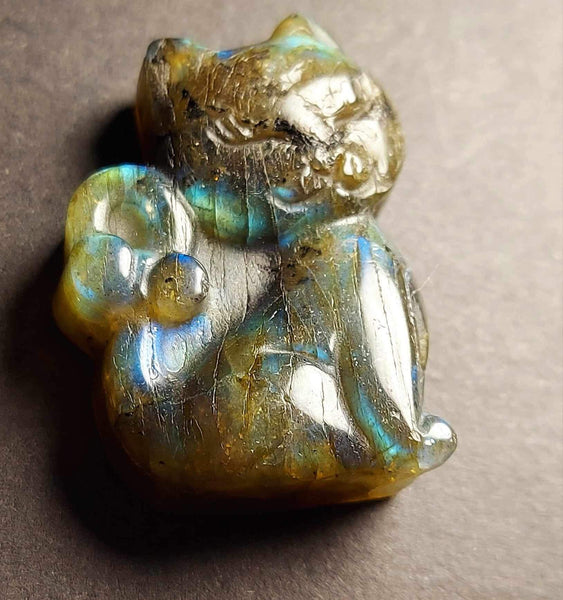 Labradorite Kitty Cat Carving