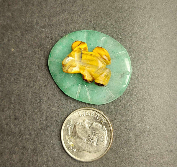 SALE!!! Mini Frog on Lily Pad Crystal Carving