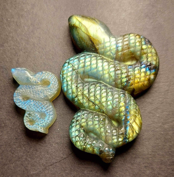 NEW!!! Labradorite Snake Crystal Carving Pair