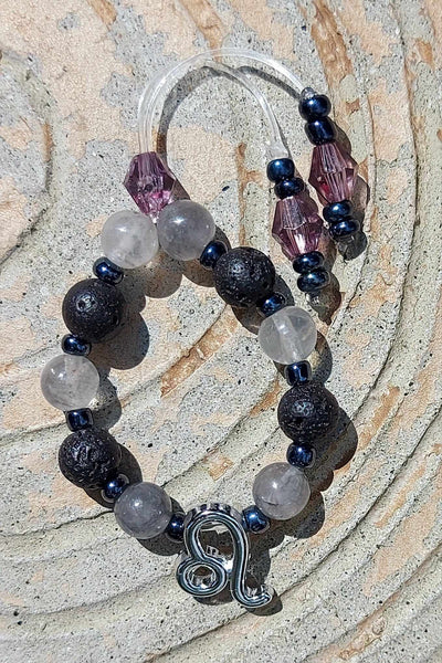 NEW!!! Zodiac Sign Black Lava Stone & Gray Quartz Empathy Beads