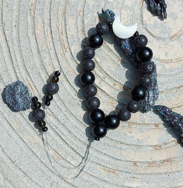 Black Lava Stone & Oynx Aromatherapy Empathy Beads