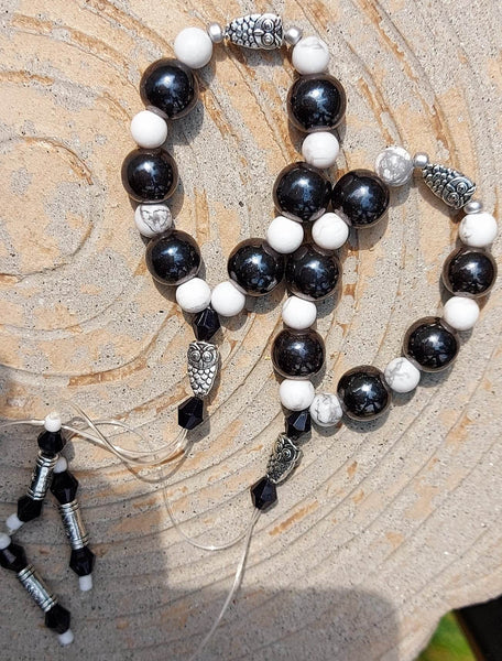 H-OWL-ite & Hematite Magnet Empathy Beads