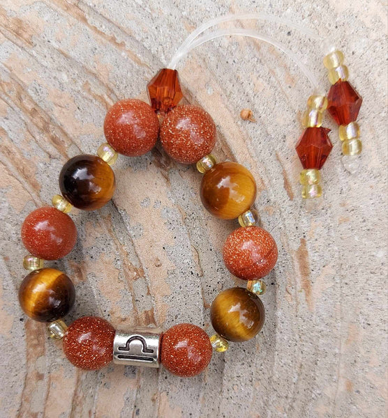 SALE!!! Zodiac Sign Tiger's Eye & Goldstone Empathy Beads