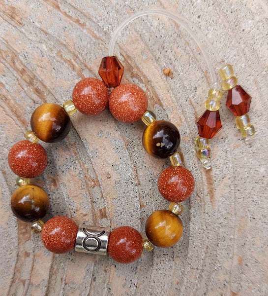 SALE!!! Zodiac Sign Tiger's Eye & Goldstone Empathy Beads