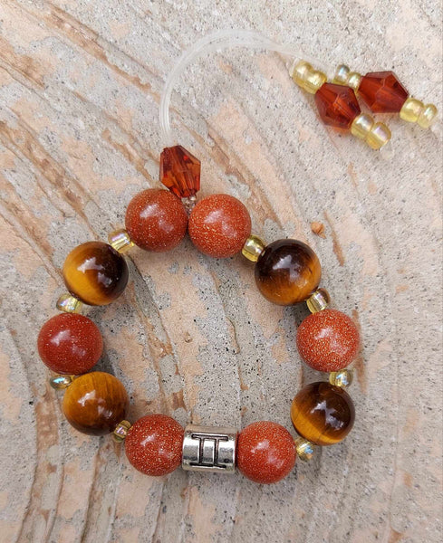 SALE!!! Zodiac Sign Tiger's Eye & Goldstone Empathy Beads