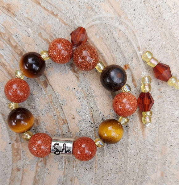SALE!!! Zodiac Sign Tiger's Eye & Goldstone Empathy Beads