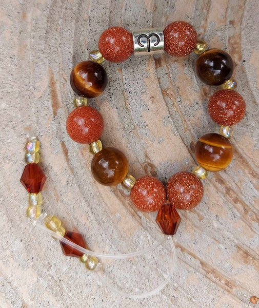 SALE!!! Zodiac Sign Tiger's Eye & Goldstone Empathy Beads