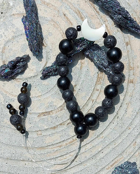 Black Lava Stone & Oynx Aromatherapy Empathy Beads