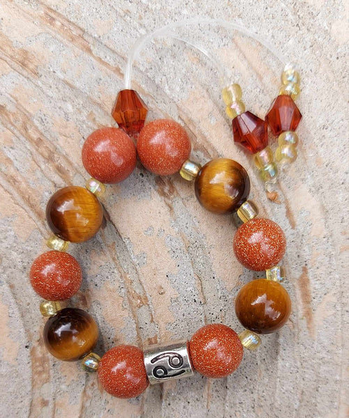 SALE!!! Zodiac Sign Tiger's Eye & Goldstone Empathy Beads