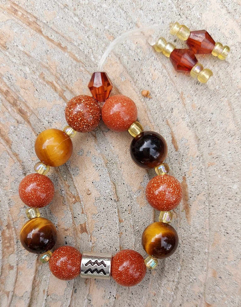 SALE!!! Zodiac Sign Tiger's Eye & Goldstone Empathy Beads