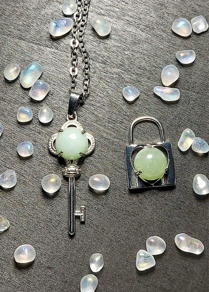 SALE!!! Heart Crystal Lock and Key Pendant Set