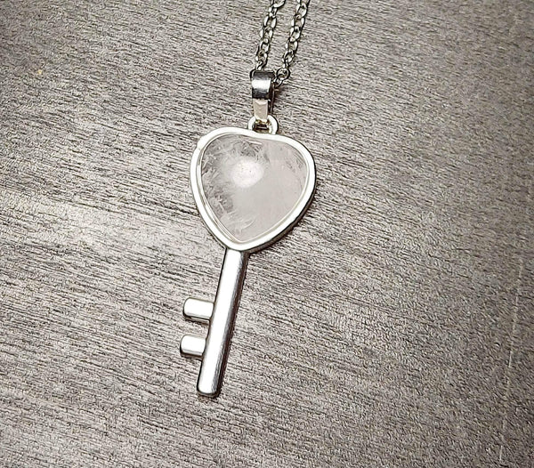 SALE!!! Clear Quartz Key Pendant
