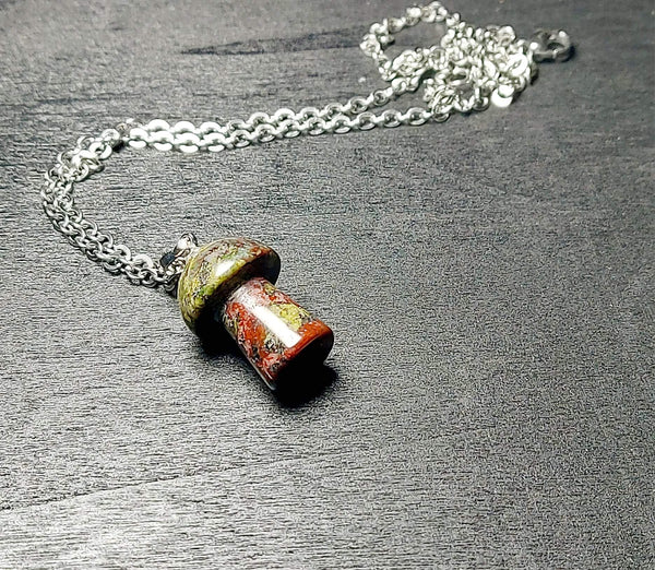 SALE!!! Dragon Bloodstone Mushroom Pendant