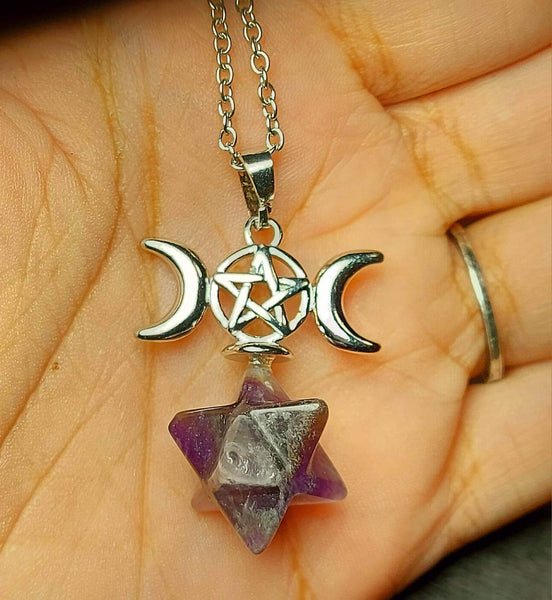 SALE!!! Amethyst Merkaba Moon Goddess Pendant