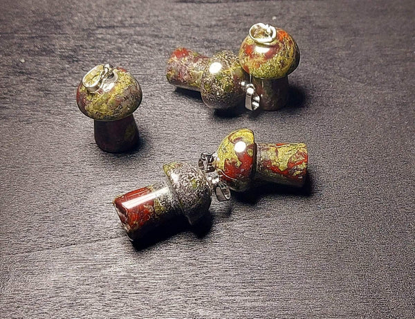 SALE!!! Dragon Bloodstone Mushroom Pendant