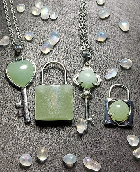 SALE!!! Heart Crystal Lock and Key Pendant Set