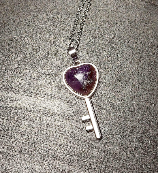 SALE!!! Amethyst Key Pendant
