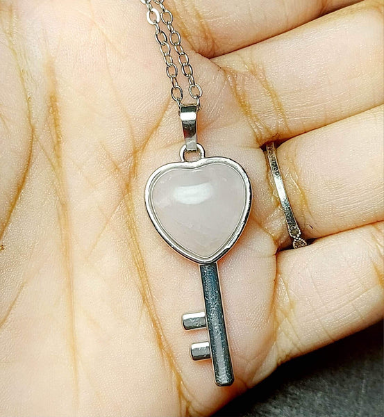 SALE!!! Rose Quartz Key Pendant