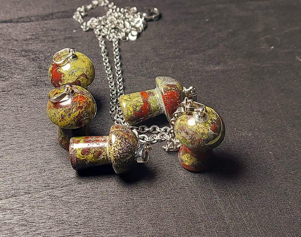SALE!!! Dragon Bloodstone Mushroom Pendant