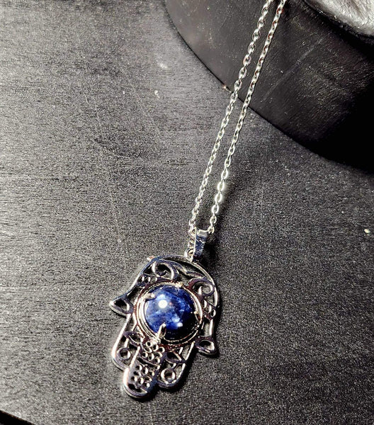 SALE!!! Sodalite Hamsa Hand Pendant