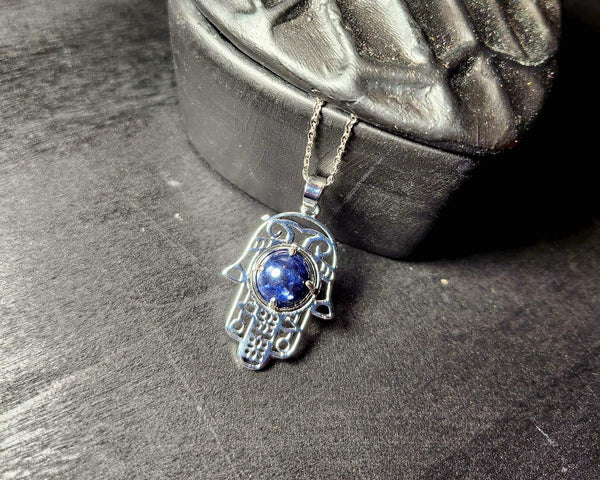 SALE!!! Sodalite Hamsa Hand Pendant