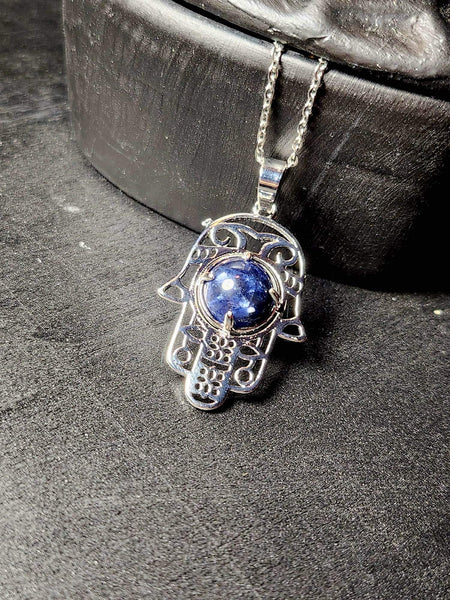 SALE!!! Sodalite Hamsa Hand Pendant