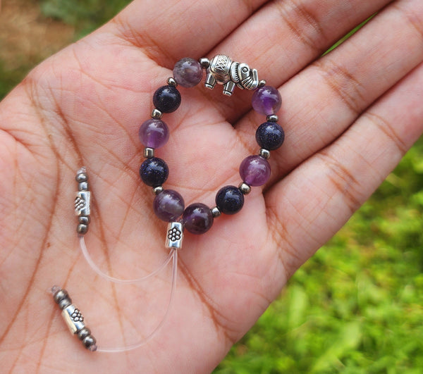 SALE: Mini Amethyst & Blue Goldstone Elephant Empathy Beads
