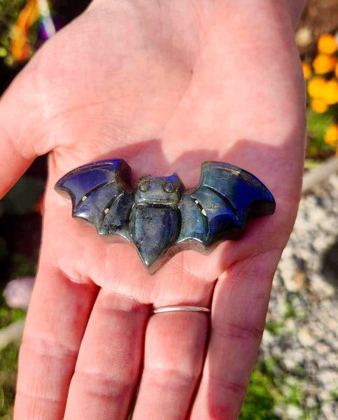 NEW!!! Labradorite Bat Carving