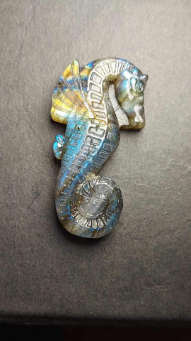NEW!!! Labradorite Seahorse Carving