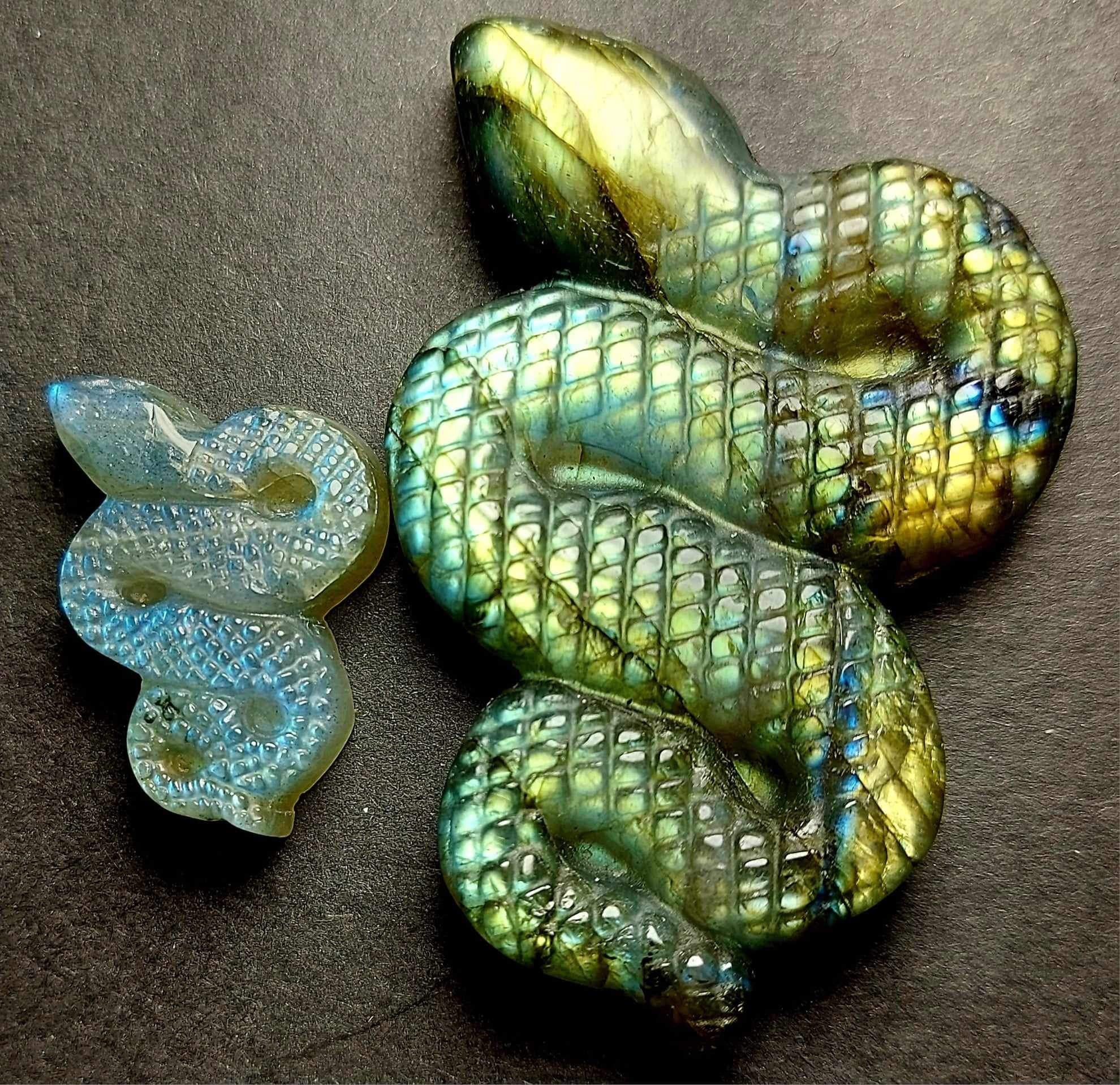 NEW!!! Labradorite Snake Crystal Carving Pair