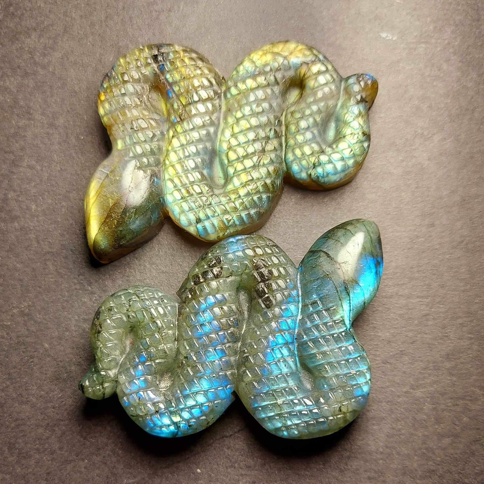 NEW!!! Labradorite Snake Crystal Carving Pair – Aura Hygiene