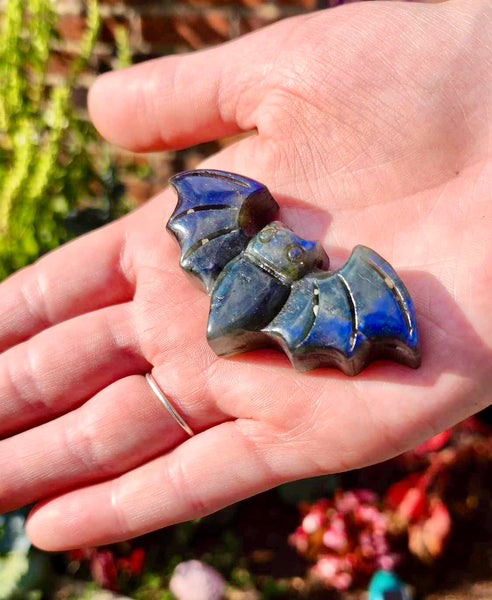 NEW!!! Labradorite Bat Carving