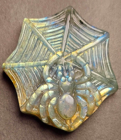 NEW!!! Labradorite Spider on Web Carving