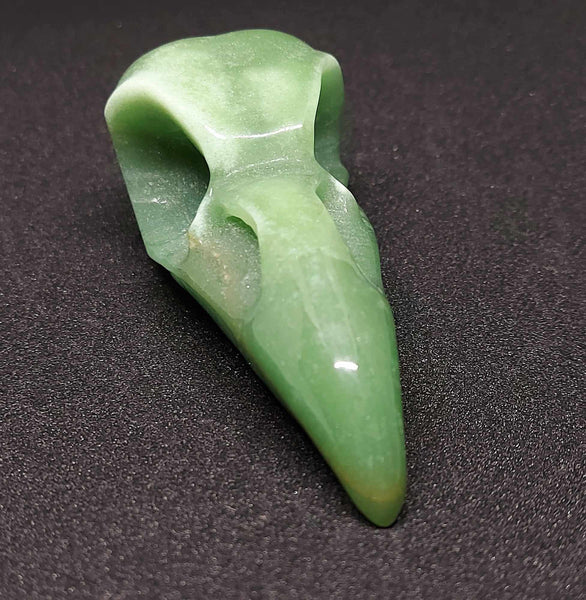 NEW!!! Green Aventurine Crow Skull Carving