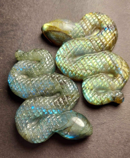 NEW!!! Labradorite Snake Crystal Carving Pair