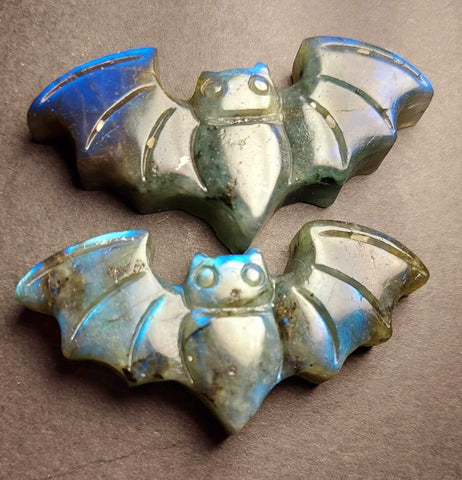 NEW!!! Labradorite Bat Carving