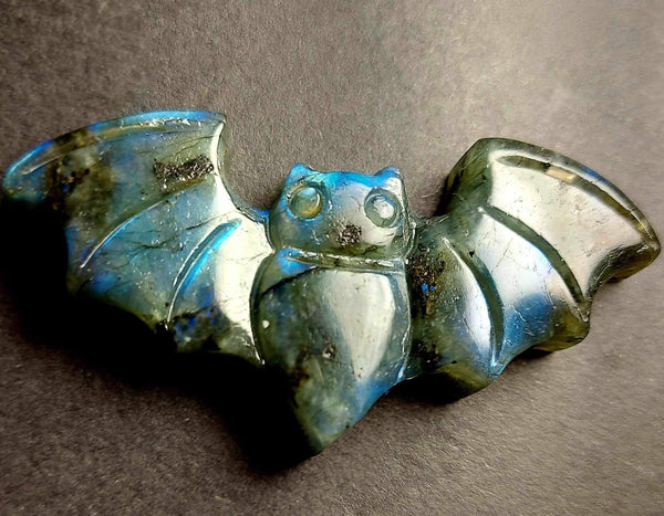 NEW!!! Labradorite Bat Carving