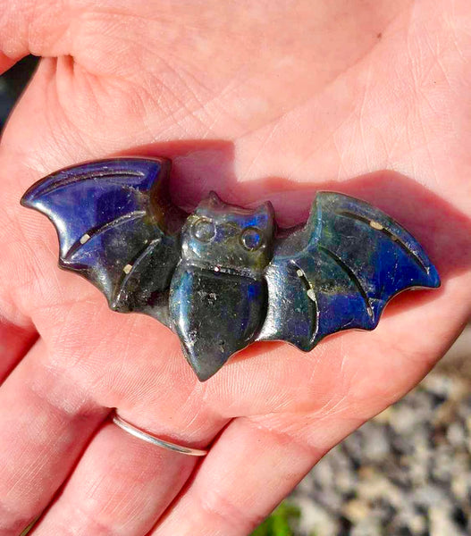 NEW!!! Labradorite Bat Carving