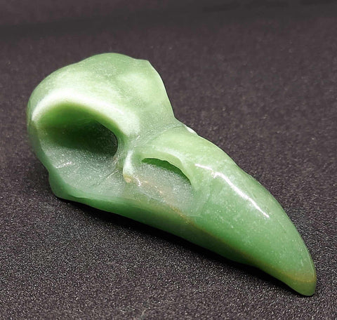 NEW!!! Green Aventurine Crow Skull Carving