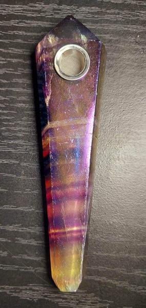 NEW!!! Aura Rainbow Fluorite Aromatherapy Pipe