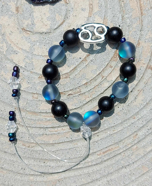 NEW!!! Mermaid Glass & Onyx Zodiac Sign Empathy Beads