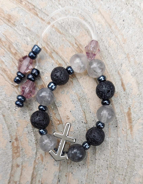 NEW!!! Zodiac Sign Black Lava Stone & Gray Quartz Empathy Beads