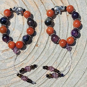 NEW!!! Purple Tiger's Eye & Goldstone Elephant Empathy Beads