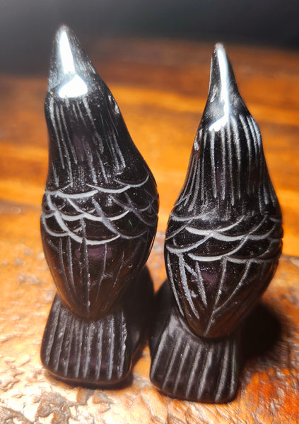 NEW!! Black Obsidian Crow Carving